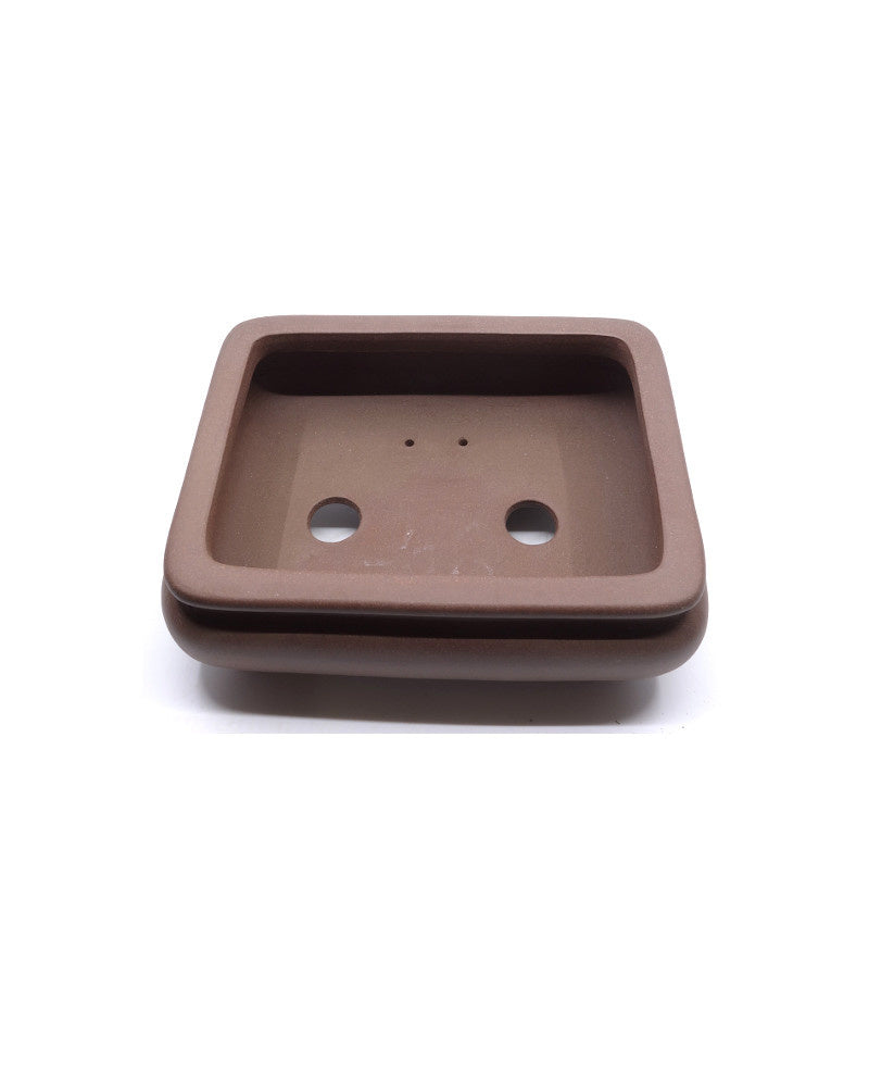 Yixing unglazed rectangular bonsai pot with rounded corners 20cm