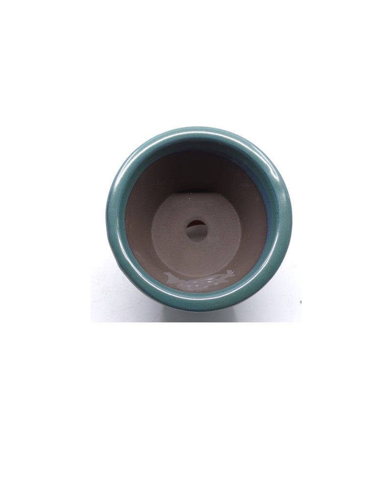 Semi-cascade round green bonsai pot 12cm