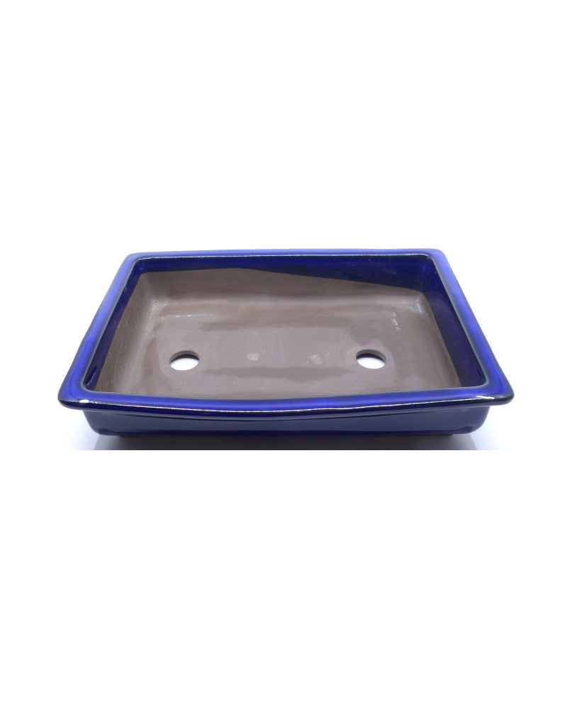 Blue rectangular bonsai pot 37cm
