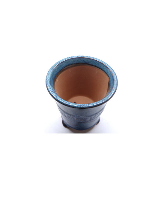 Bonsai pot semi-cascade blauw groen rond 12cm