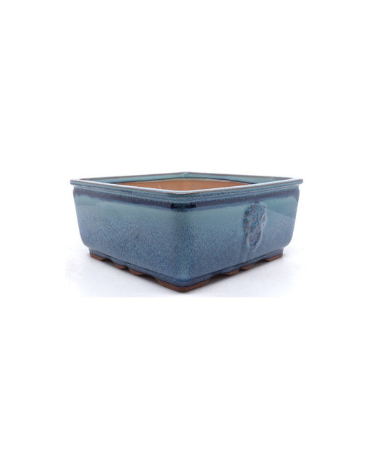 Bonsai pot, blue-green, square, 21cm