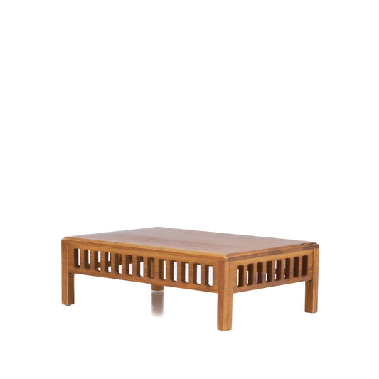 Bonsai table light brown, wood with lattice details 25cm