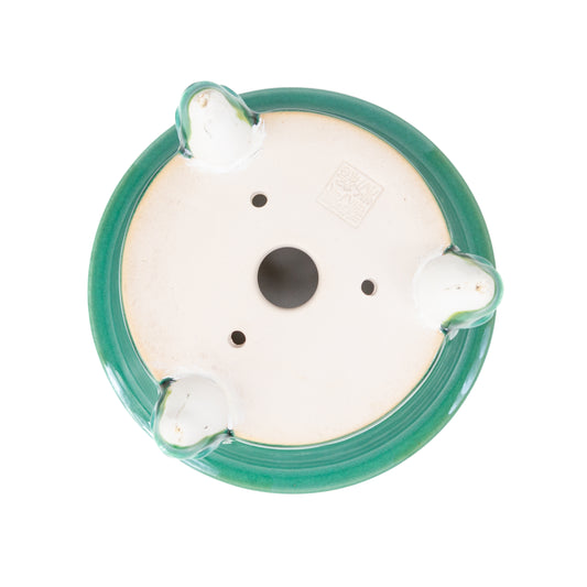 Shohin Bonsai Yixing pot turquoise devil round semi-cascade 9cm