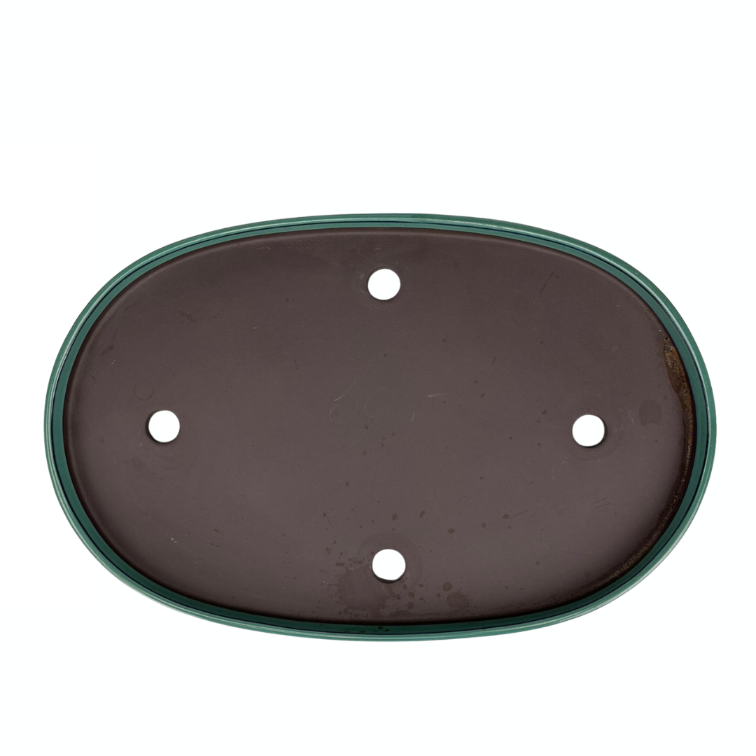 Bonsai pot - oval, glazed, green (45cm wide)