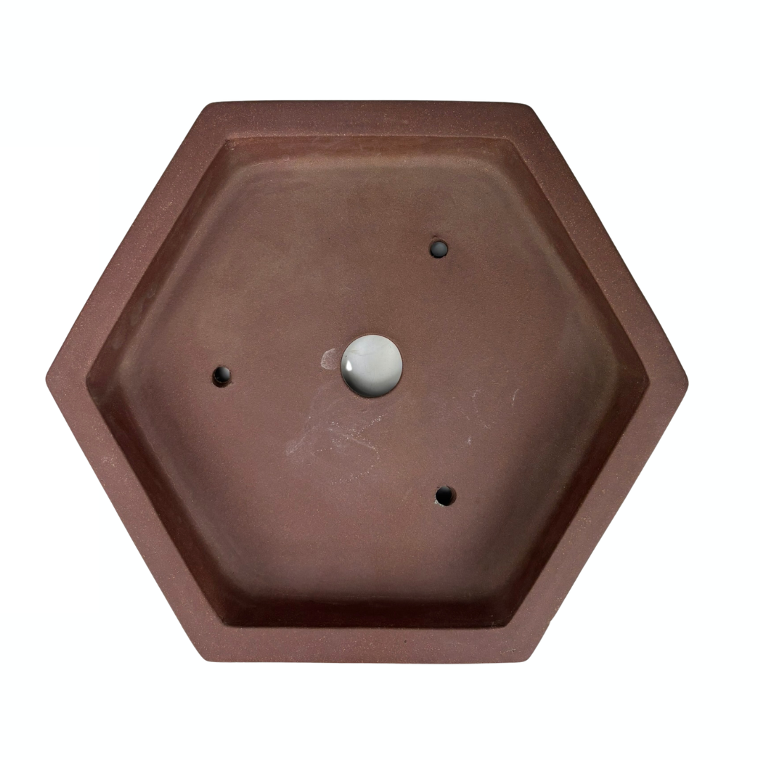 Bonsai pot - hexagonal, unglazed (36cm wide)