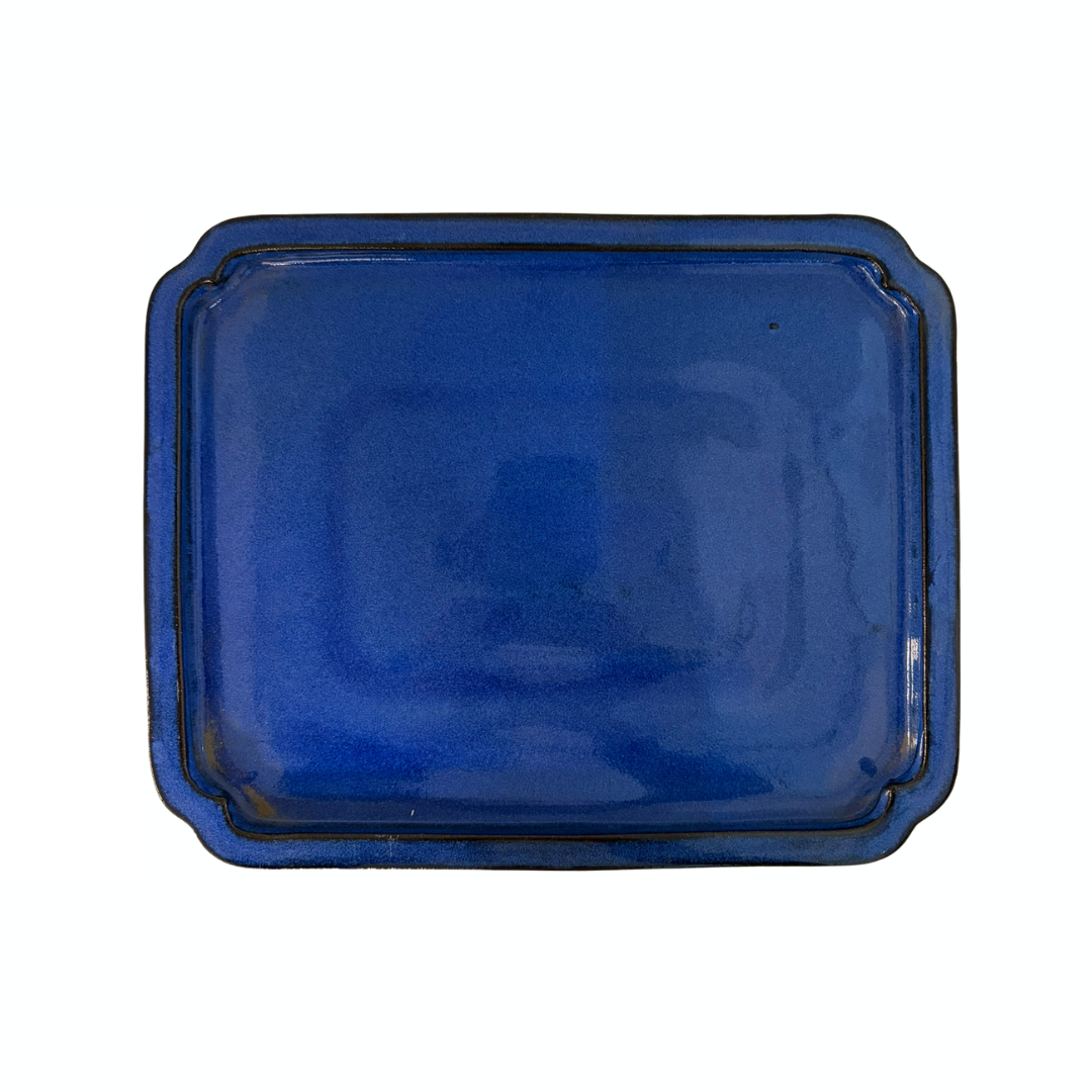 Bonsai drip tray rectangular blue 29cm