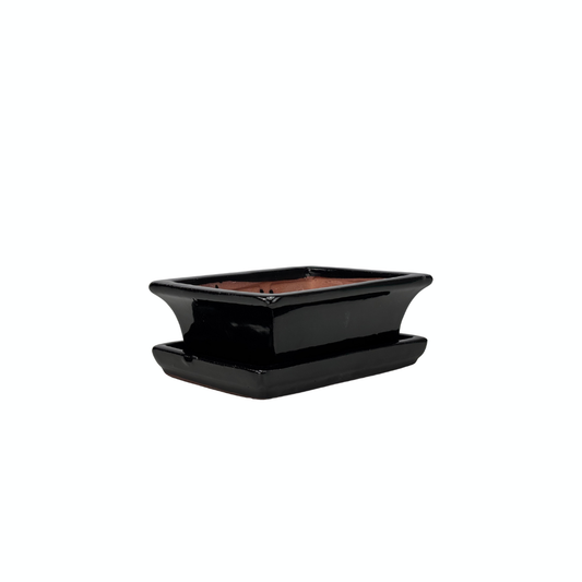 Bonsai pot black rectangle 14cm - set