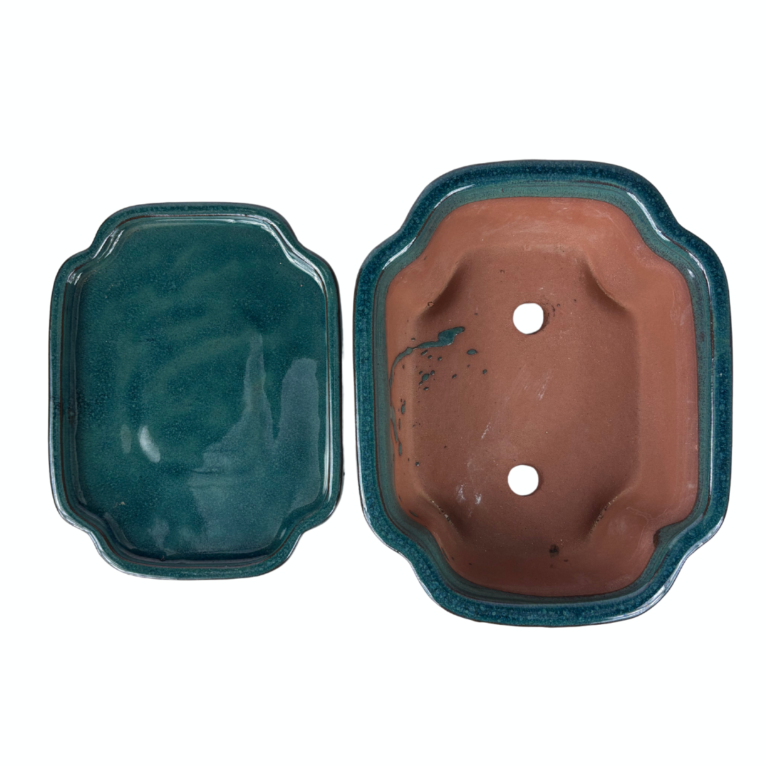 Bonsai pot green mokko 26cm - set