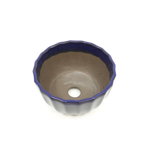 Bonsai pot, dark blue chrysanthemum, 12cm