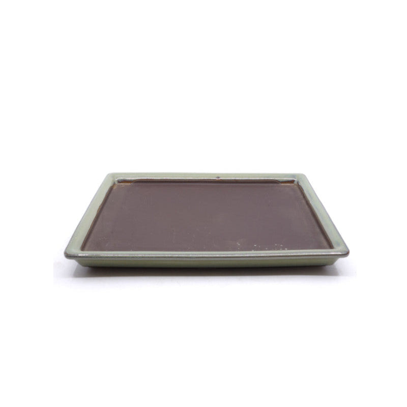 Bonsai saucer green rectangular 21cm