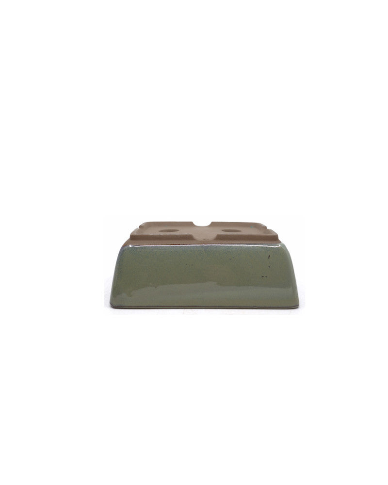 Bonsai pot, green-beige, rectangular, 12cm – set