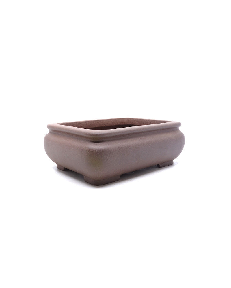 Yixing unglazed rectangular bonsai pot with rounded corners 20cm