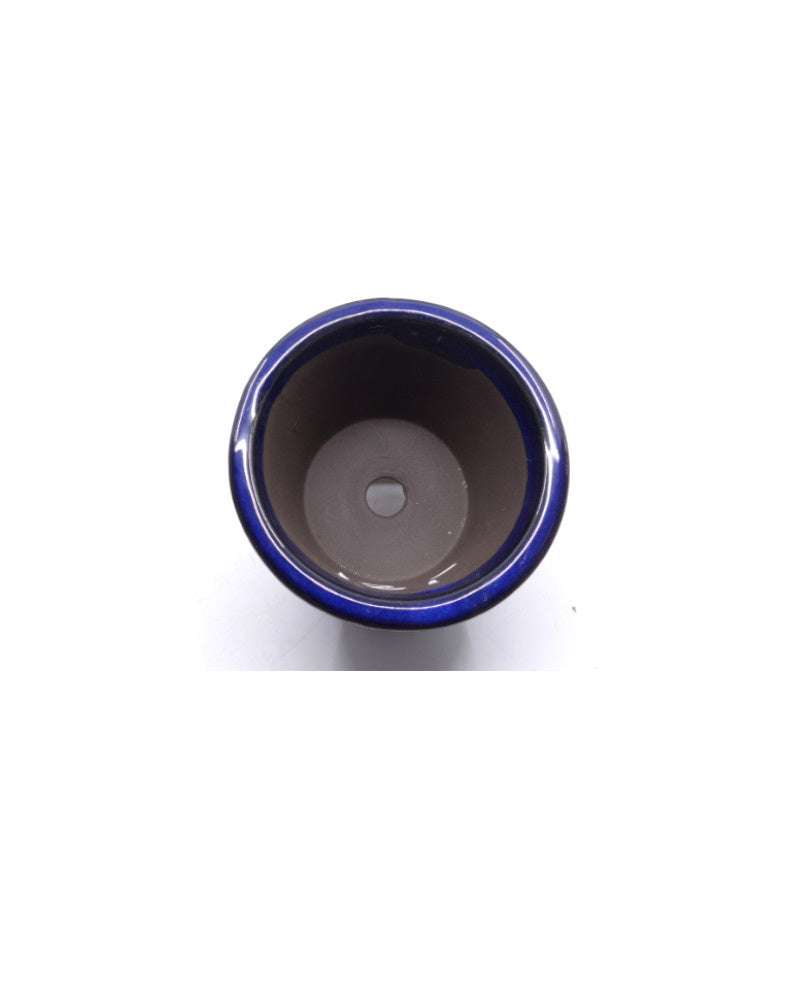 Semi-cascade bonsai pot round dark blue 12cm