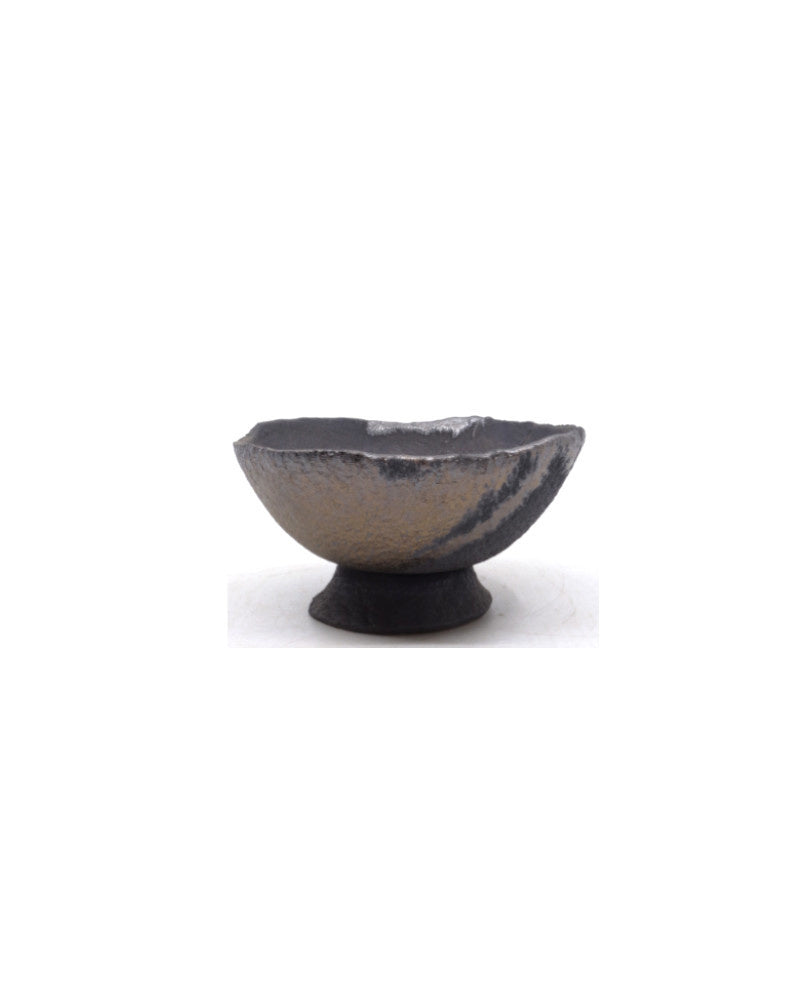 Shohin Bonsai pot handgemaakt bruin met brons accent 13cm
