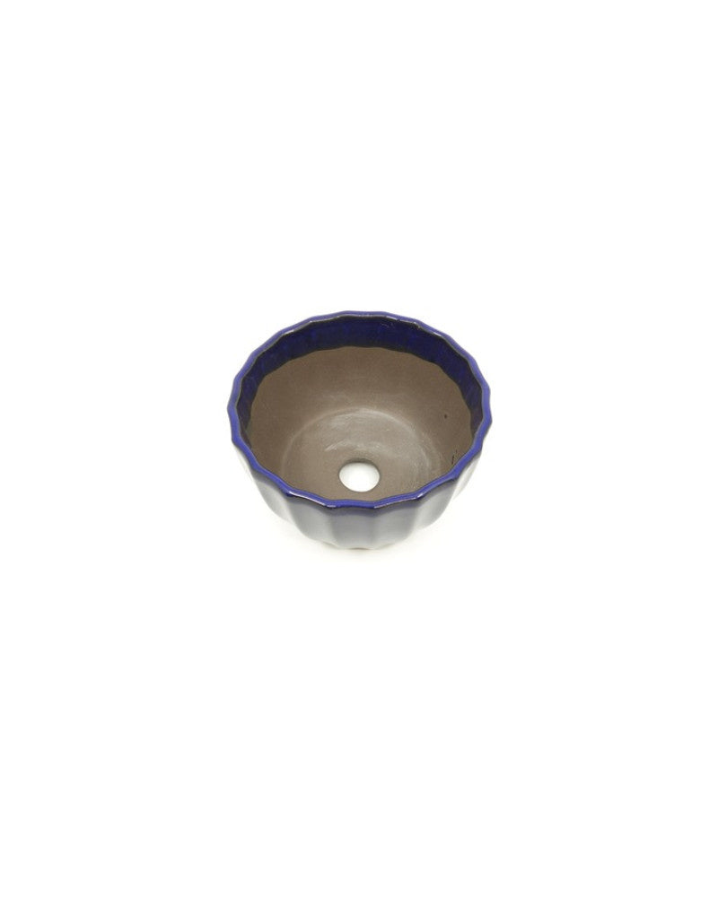 Shohin Bonsai Pot dark blue chrysanthemums 10cm