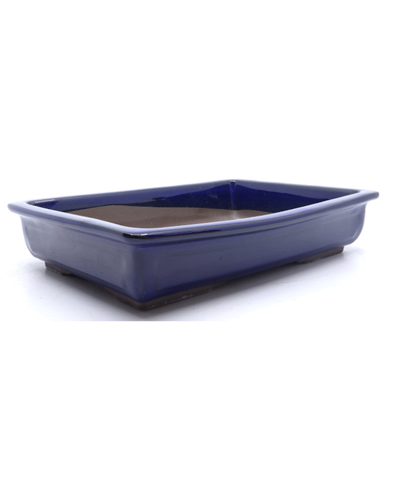 Blue rectangular bonsai pot 37cm
