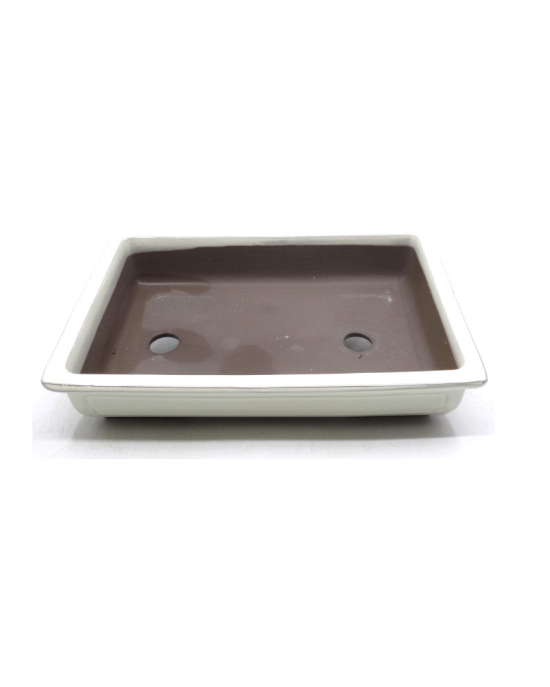 Cream rectangular bonsai pot 28cm