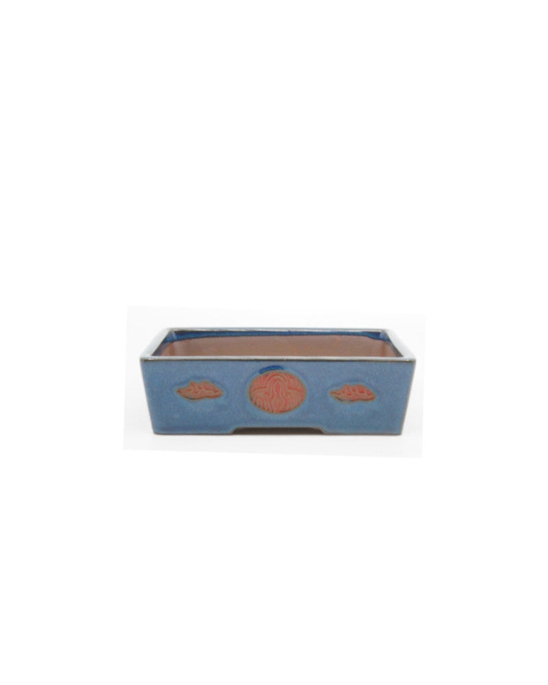 Bonsai pot blauw met rode accent rechthoek 15cm