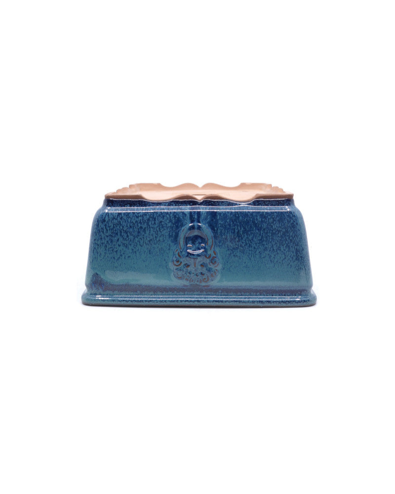 Bonsai pot, blue-green, square, 21cm