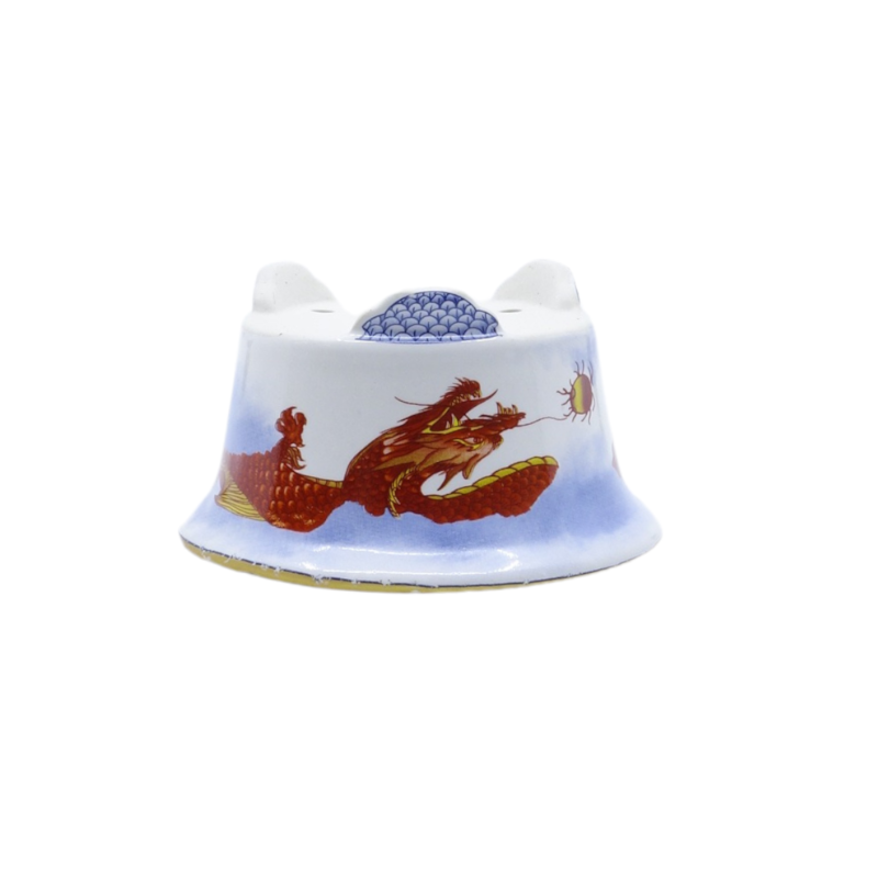 Blue red dragon round bonsai pot 12cm