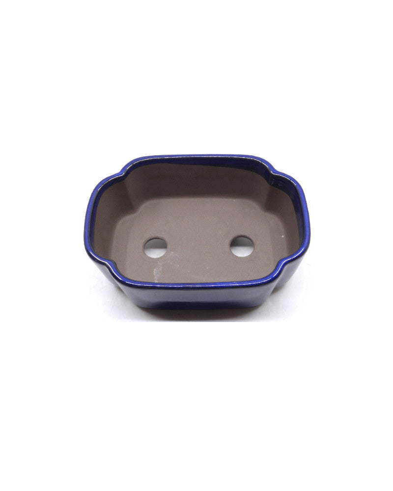 Bonsai pot, blue, lotus, 16cm