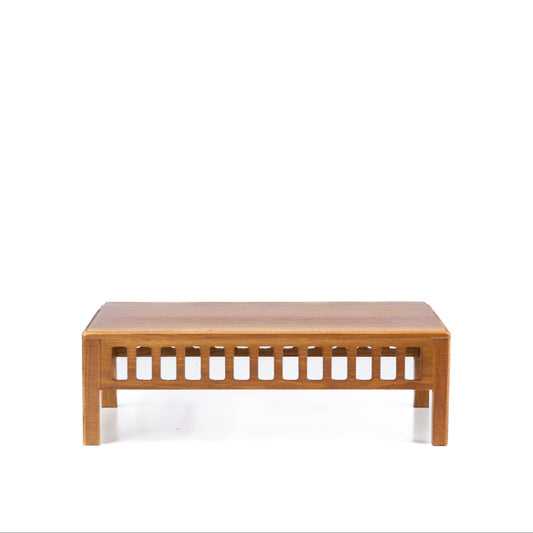 Bonsai table light brown, wood with lattice details 25cm
