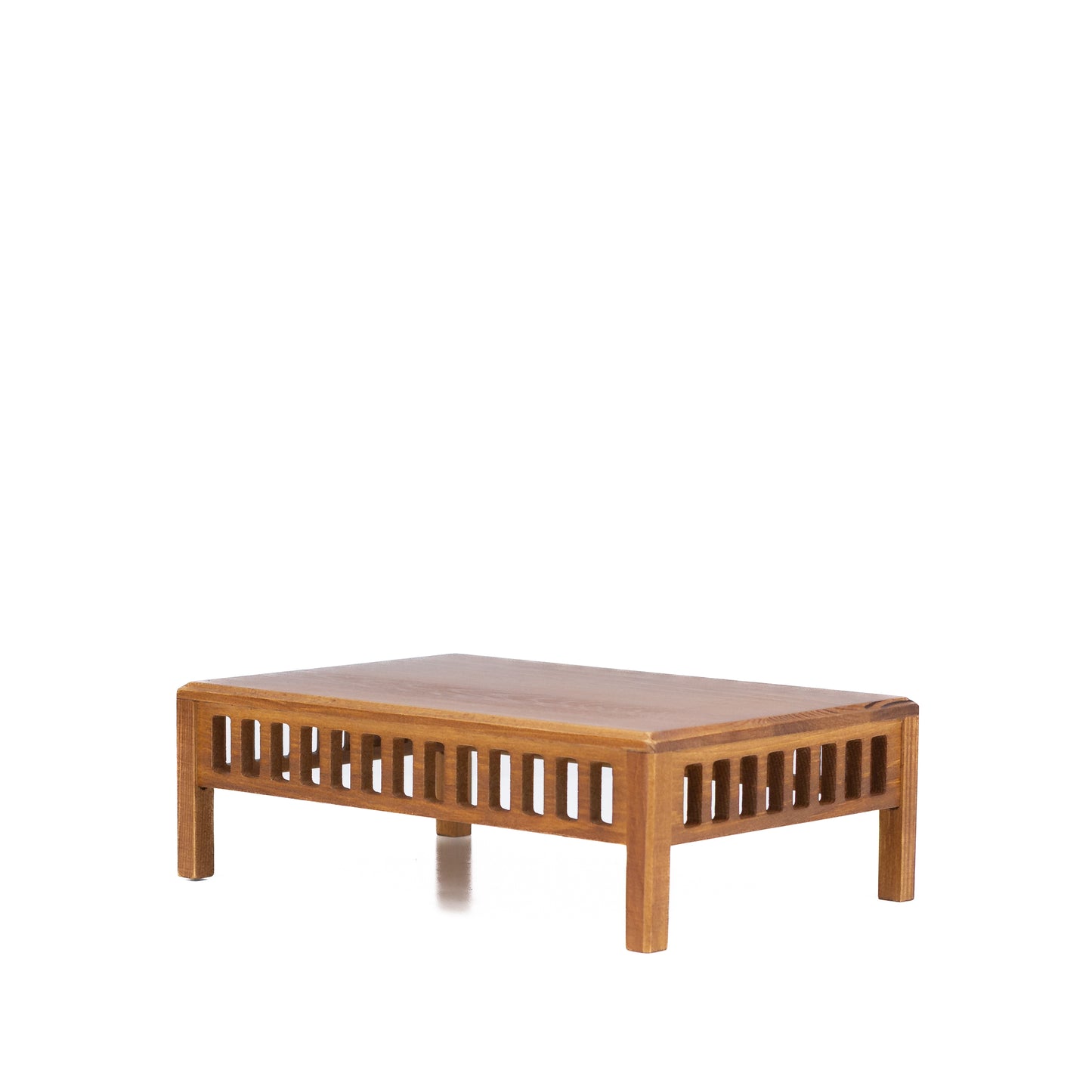 Bonsai table light brown, wood with lattice details 25cm