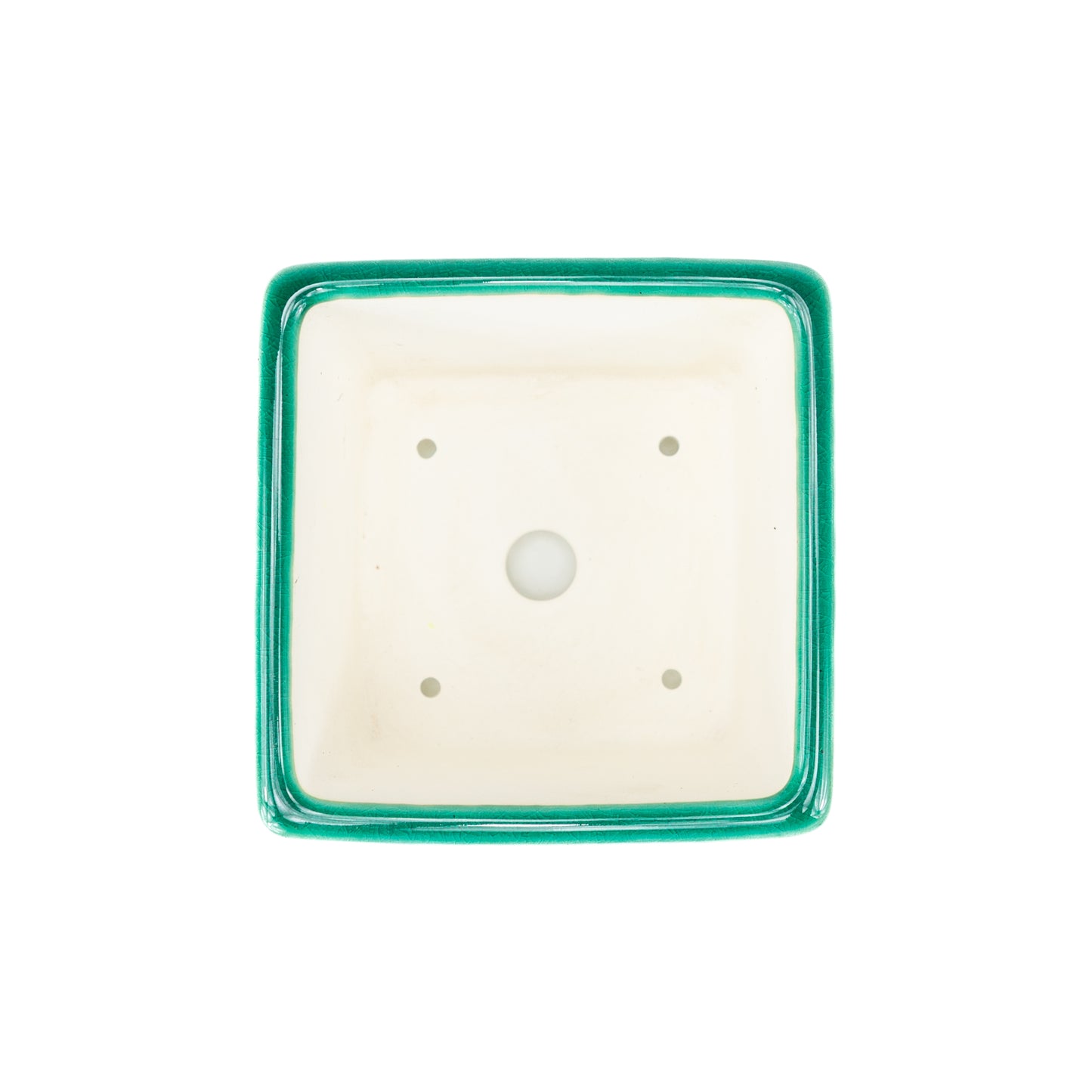 Bonsai Yixing pot green semi-cascade square 14cm, height 11cm