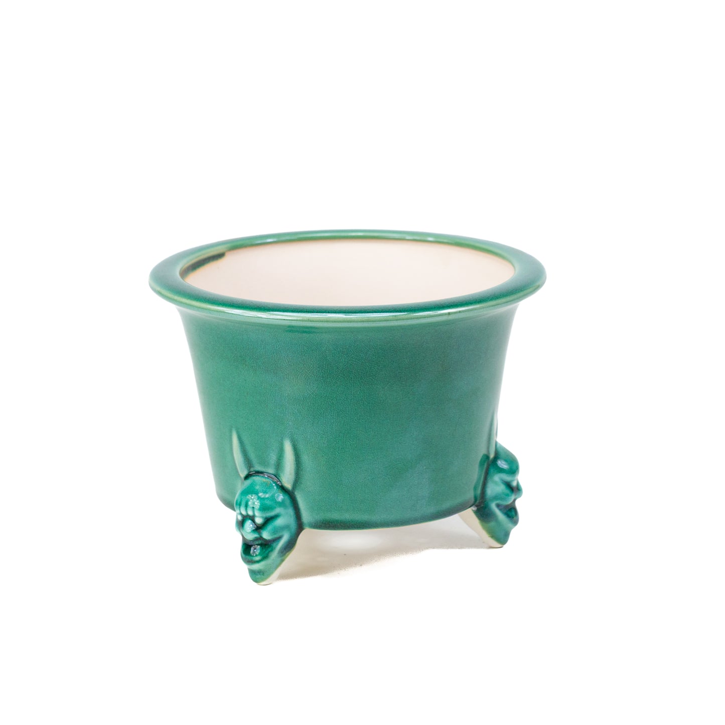 Shohin Bonsai Yixing pot turquoise devil round semi-cascade 9cm