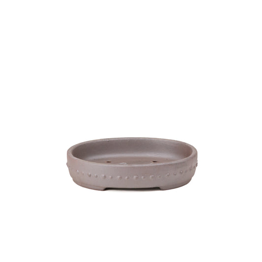 Bonsai pot unglazed oval (drum) 18cm