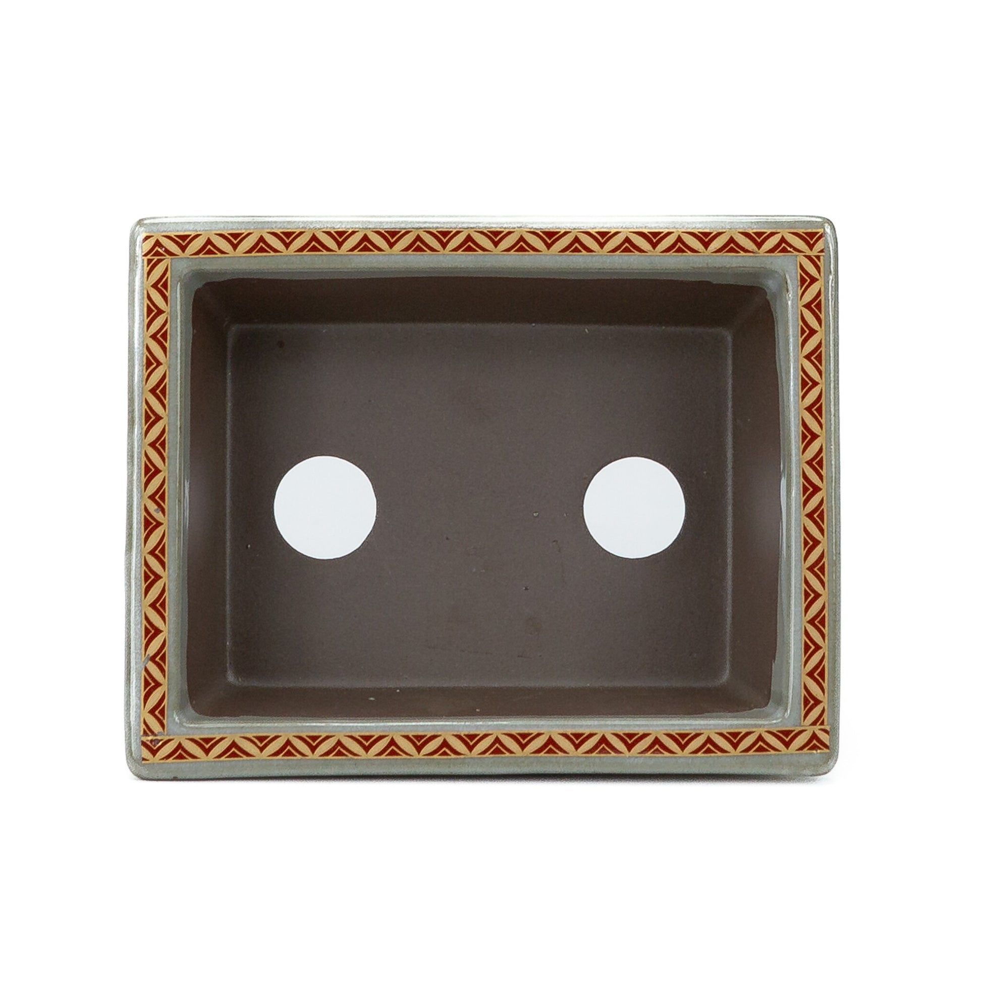 Bonsai pot Kutani yaki 'Shiro-tsubu tetsusen' rechthoekig goud 13cm