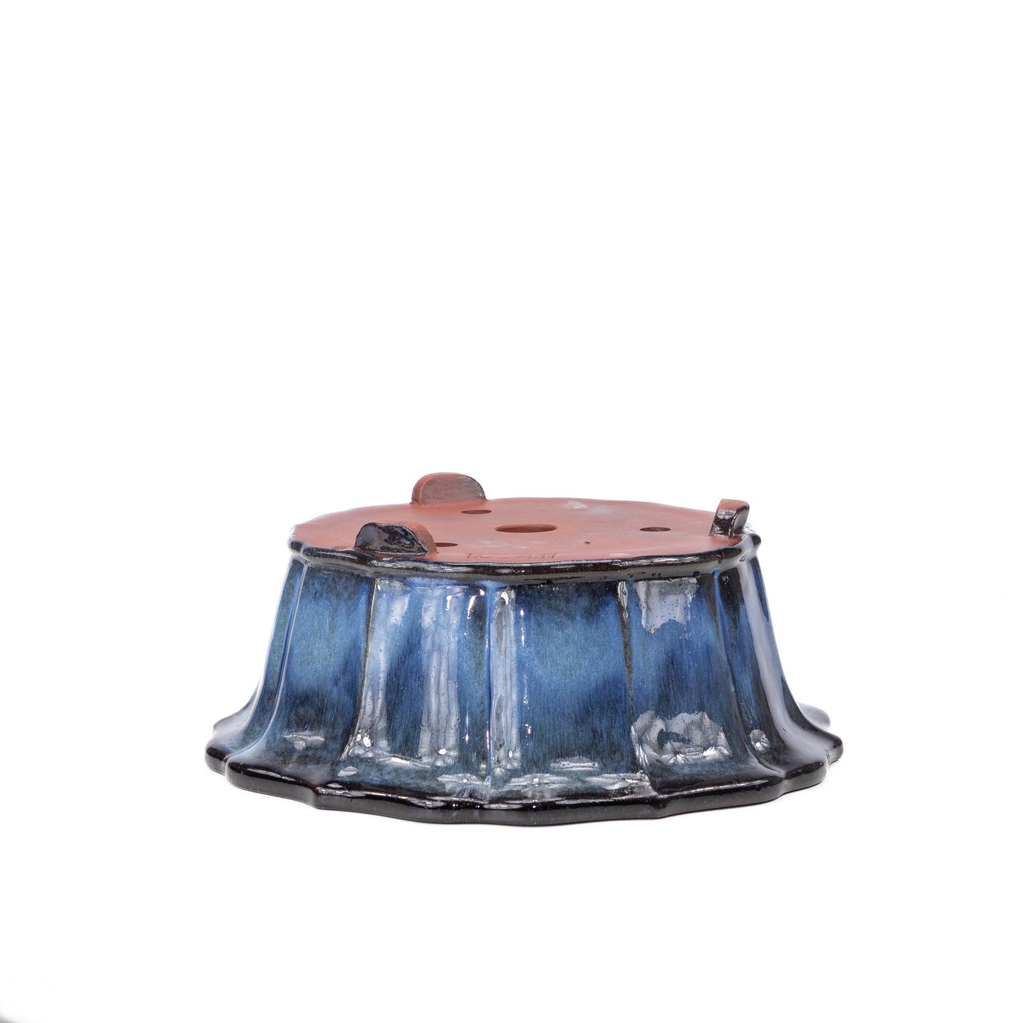 Bonsai pot chrysanten rond blauw zwart 30cm