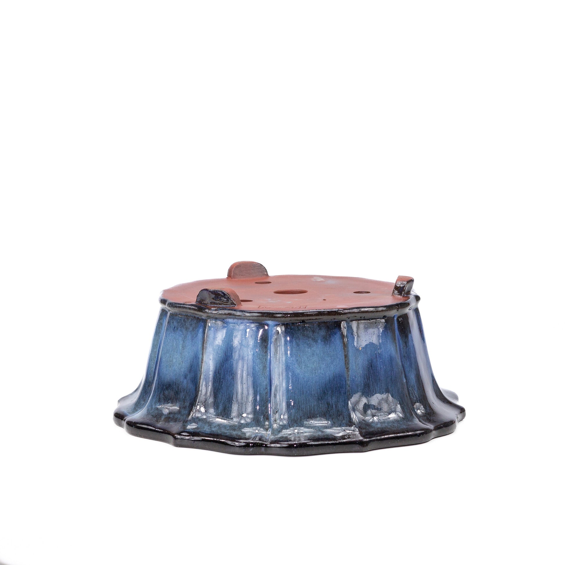 Bonsai pot chrysanten rond blauw zwart 30cm