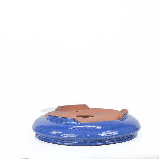 Blue round drum bonsai pot 31cm