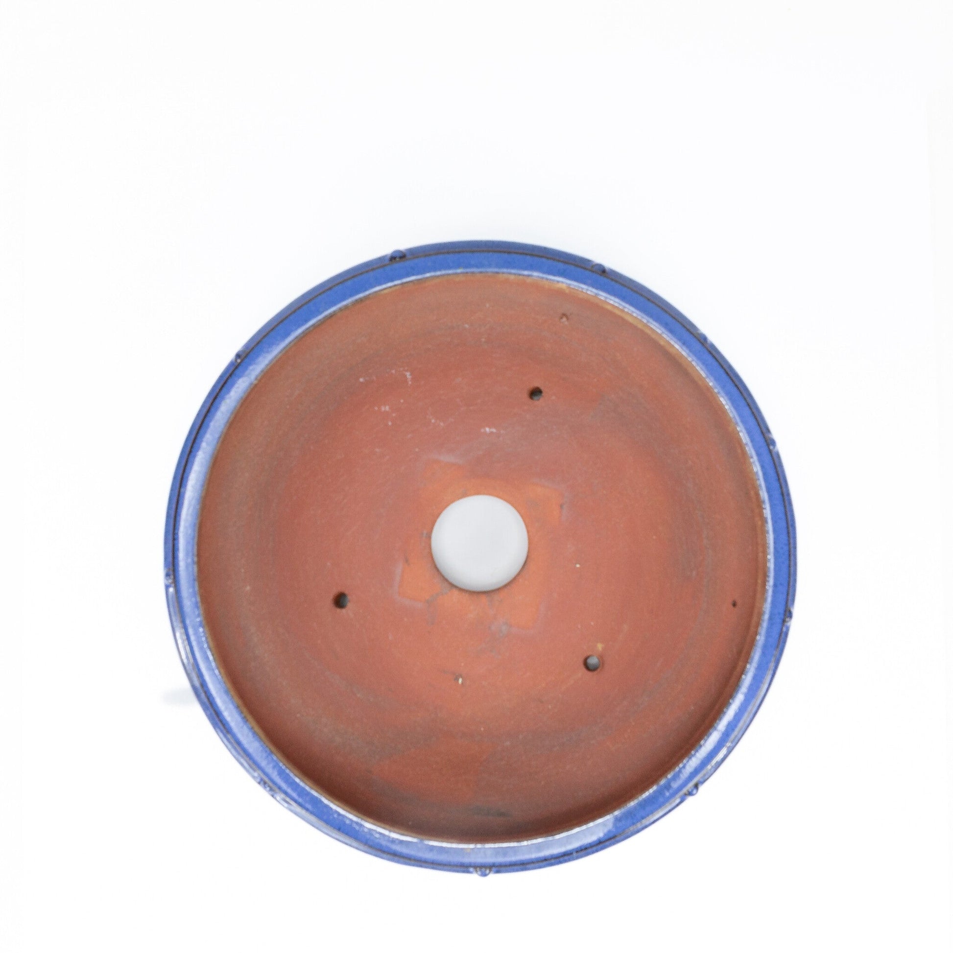 Blue round drum bonsai pot 31cm