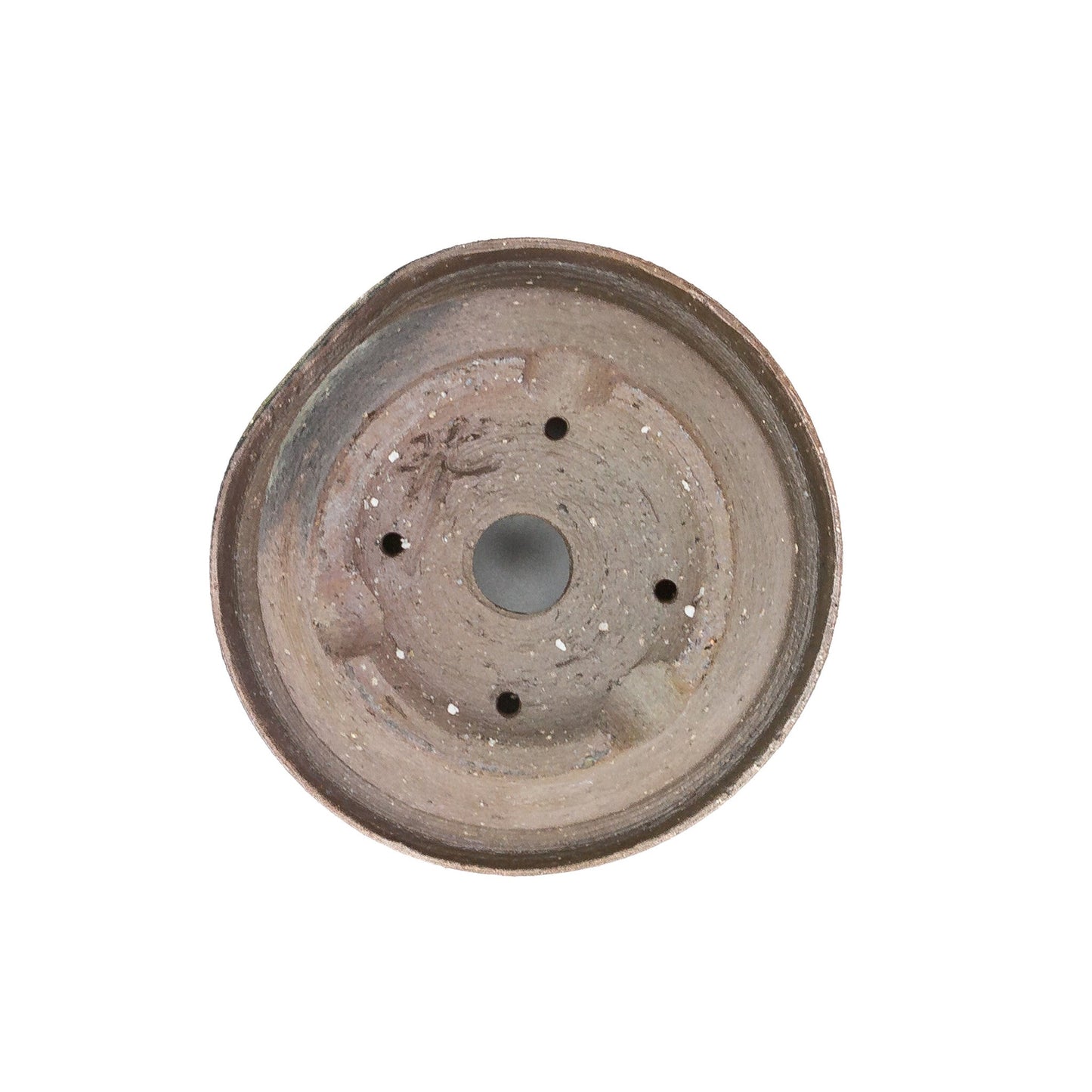 Shohin pot ongeglazuurd met accenten rond 10.2cm