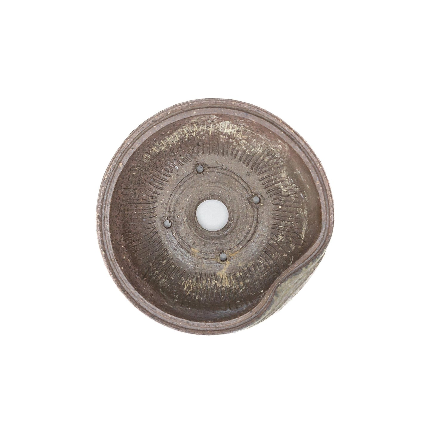 Shohin pot ongeglazuurd met accenten rond 10.2cm