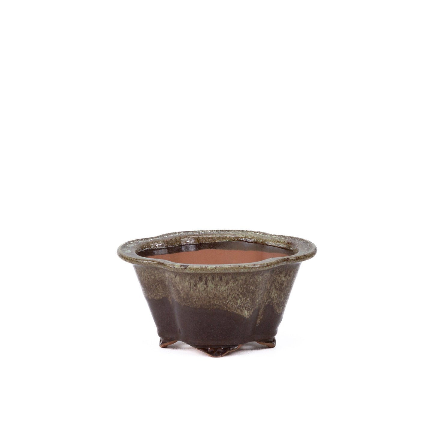 Bonsai pot chrysanthemums brown beige 15.5cm