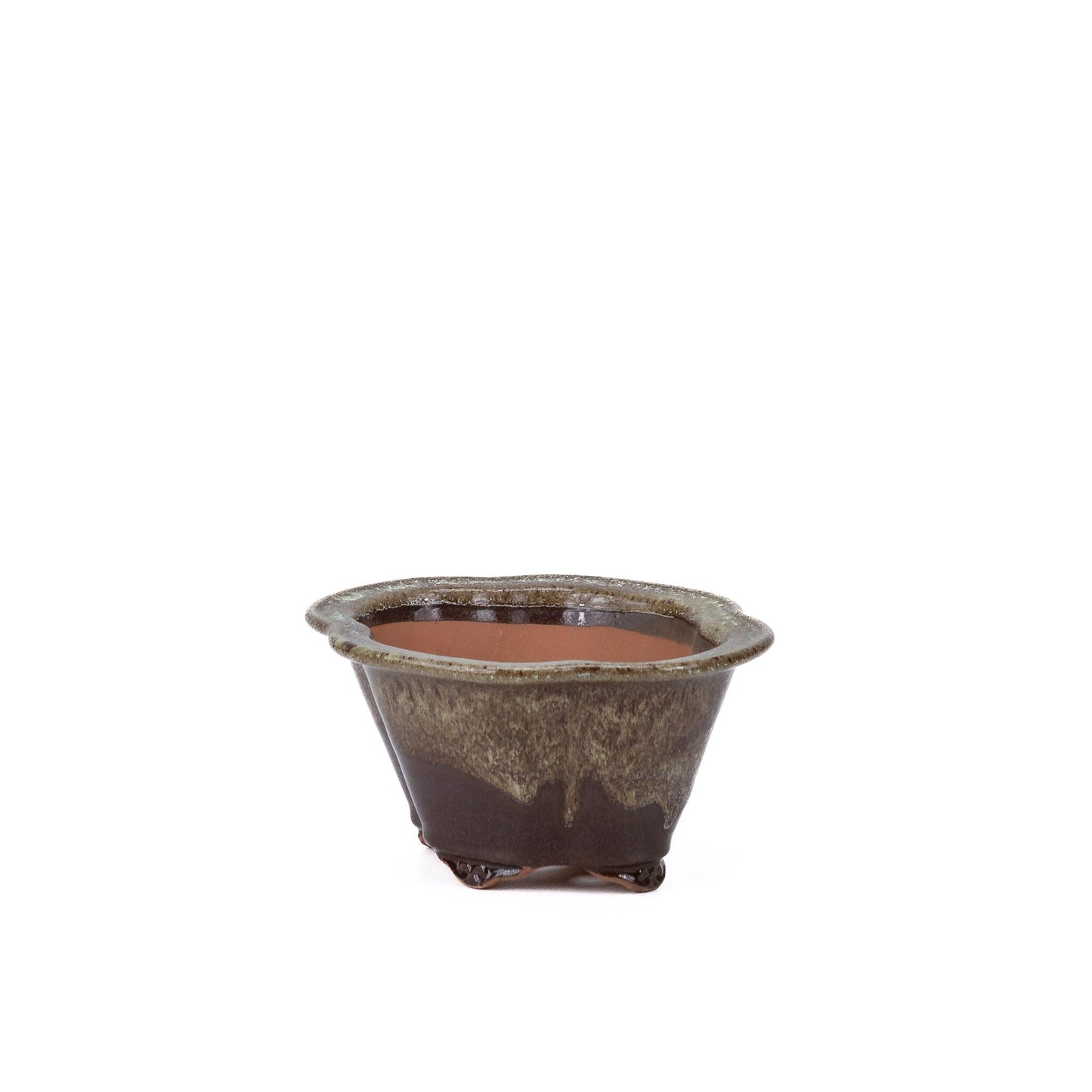 Bonsai pot chrysanthemums brown beige 15.5cm