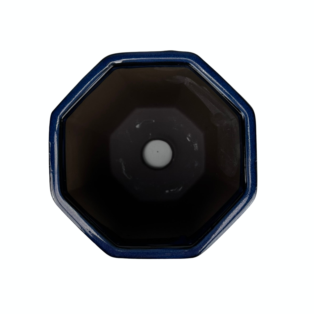 Bonsai pot octagonal cascade dark blue 12cm