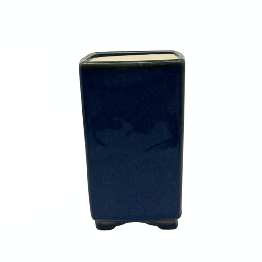Bonsai pot - square, cascade, glazed, blue (10cm wide)