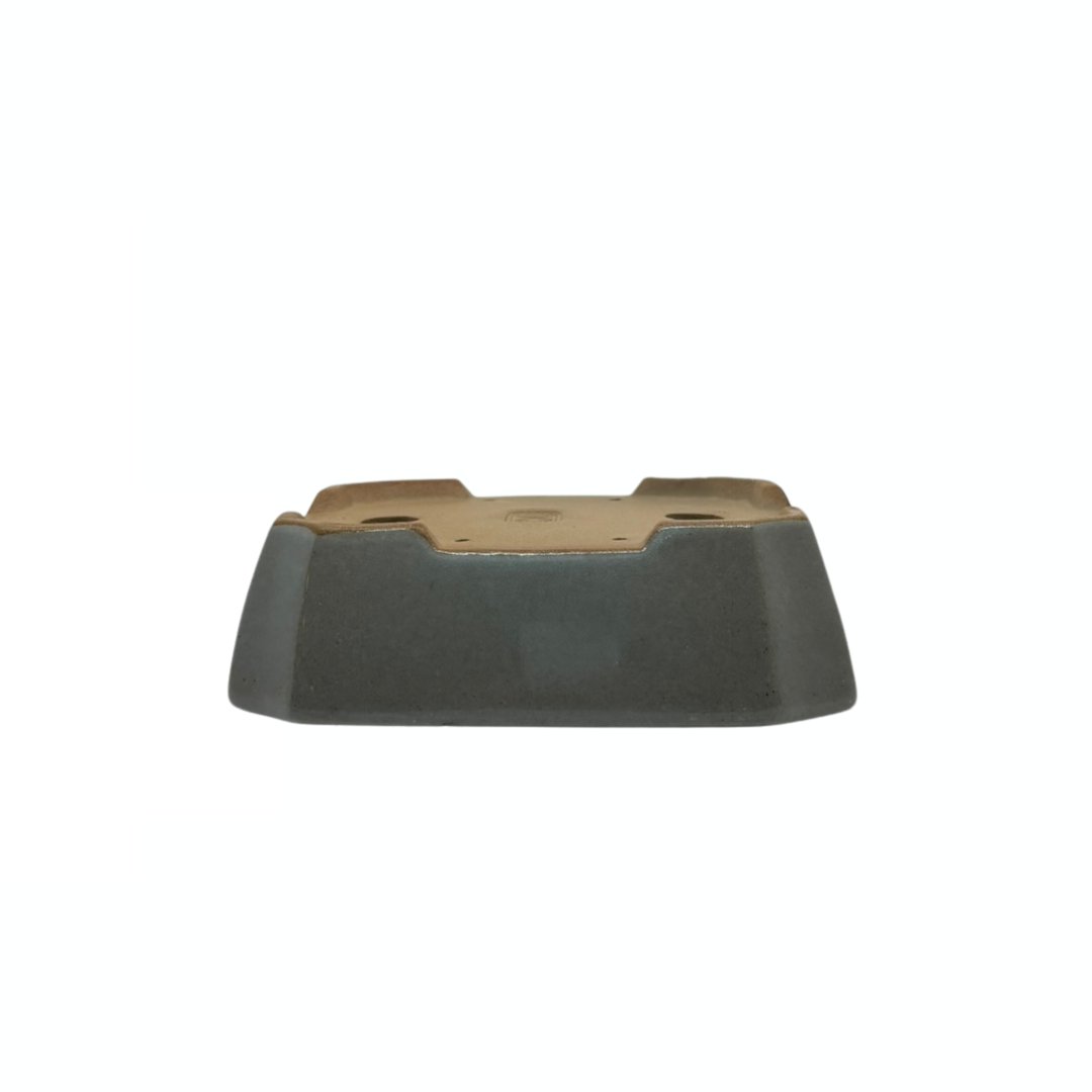 Bonsai pot - rectangular, glazed, light blue-gray (17cm wide)