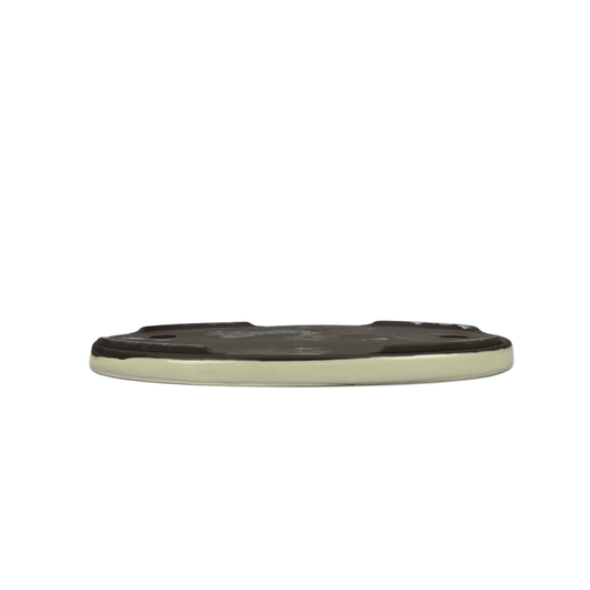 Bonsai pot - oval, glazed, cream (28cm wide)