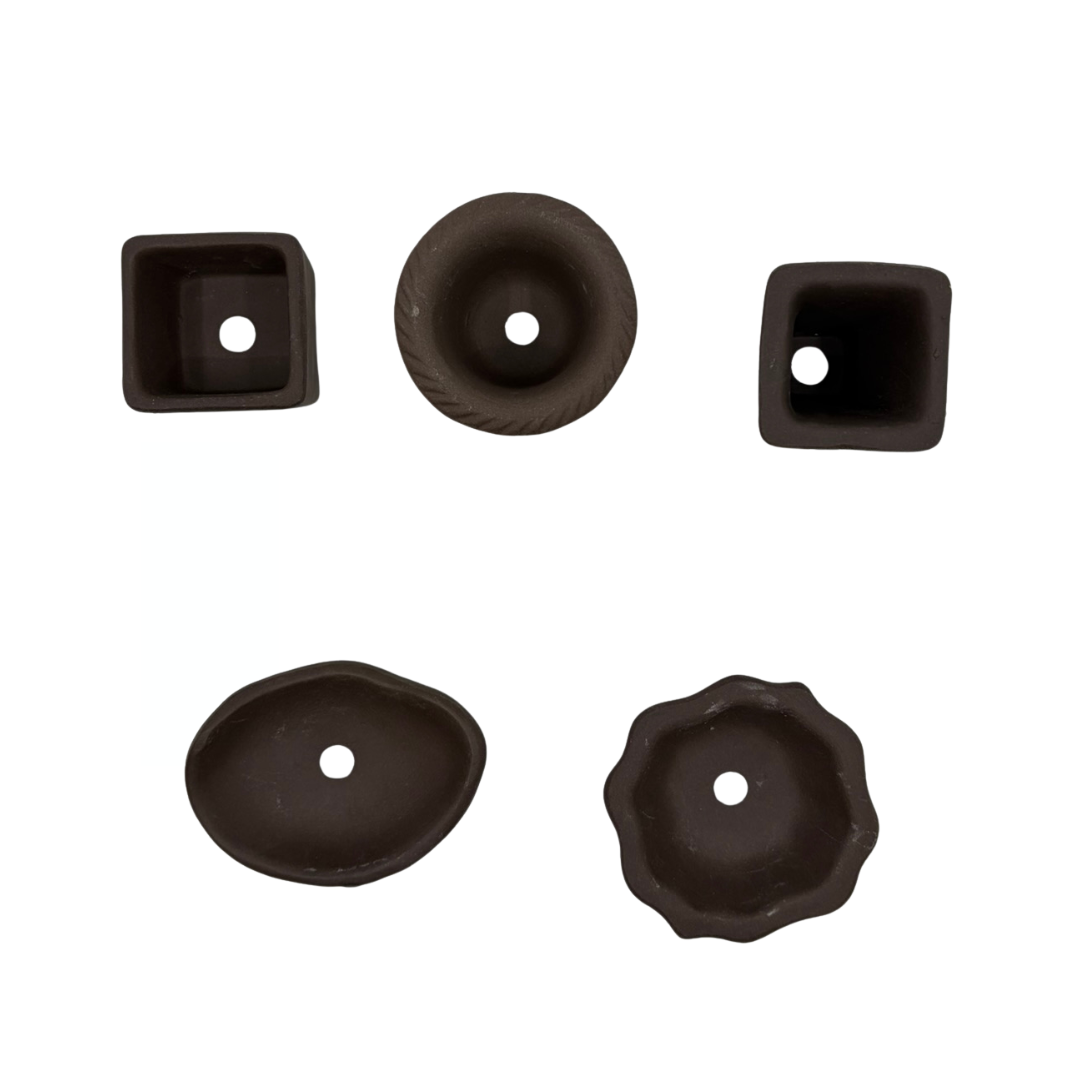Mame pot set of 5 unglazed (4-7cm wide)
