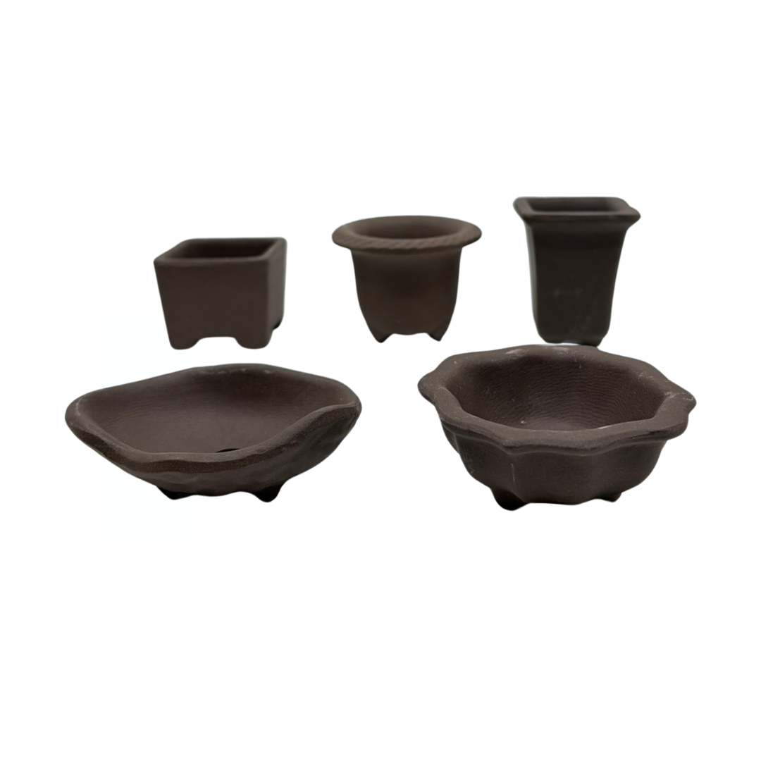 Mame pot set of 5 unglazed (4-7cm wide)