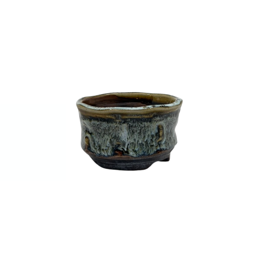 Shohin Bonsai Pot Brown Cream René Lecocq 9cm