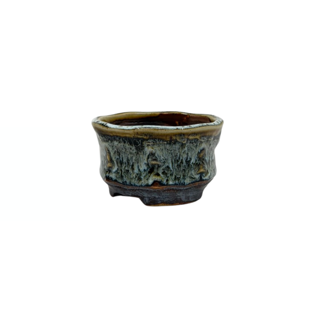 Shohin Bonsai Pot Brown Cream René Lecocq 9cm