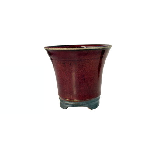 Bonsai pot red cascade with black spots René Lecocq 12cm