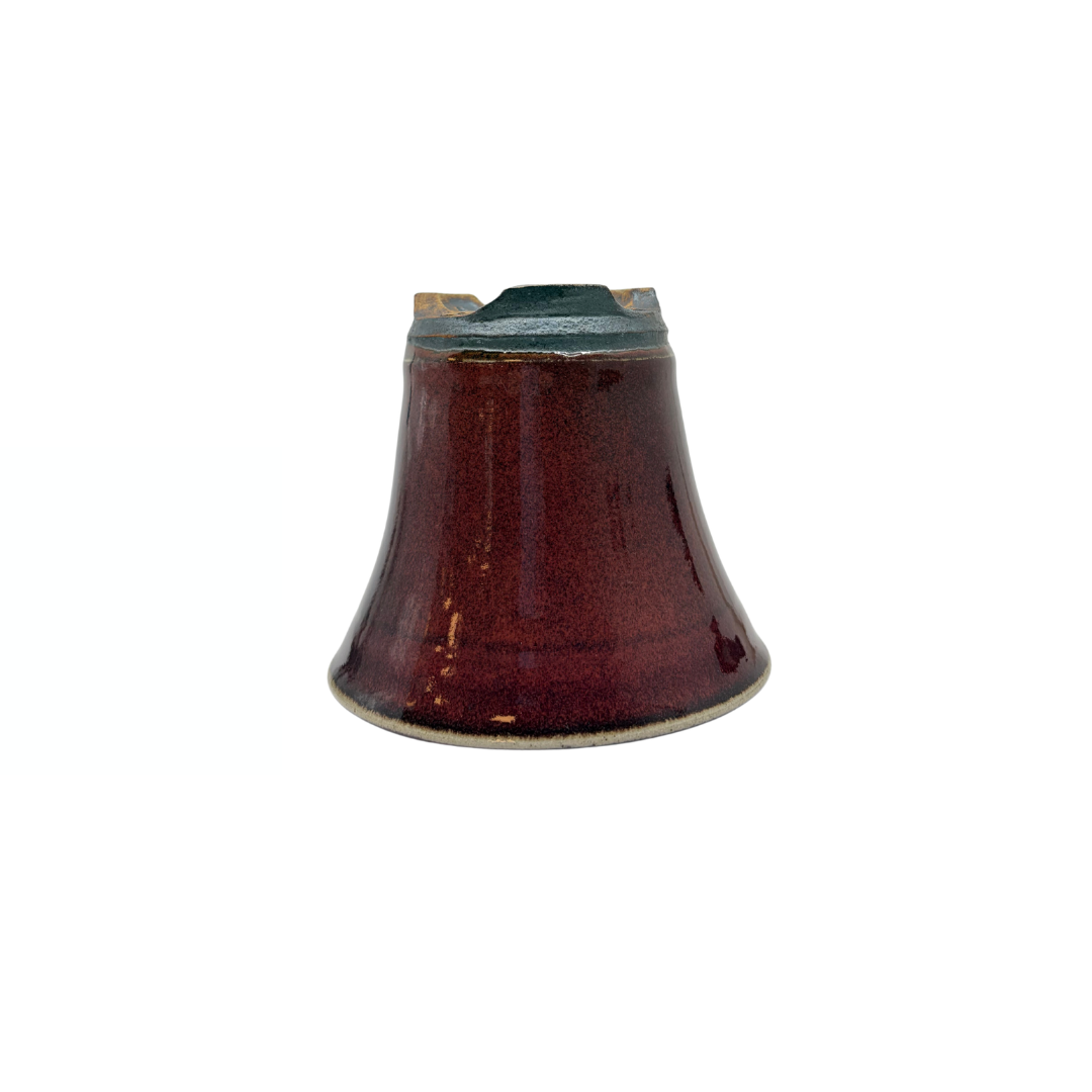 Bonsai pot rood cascade met zwarte vlekken René Lecocq 12cm