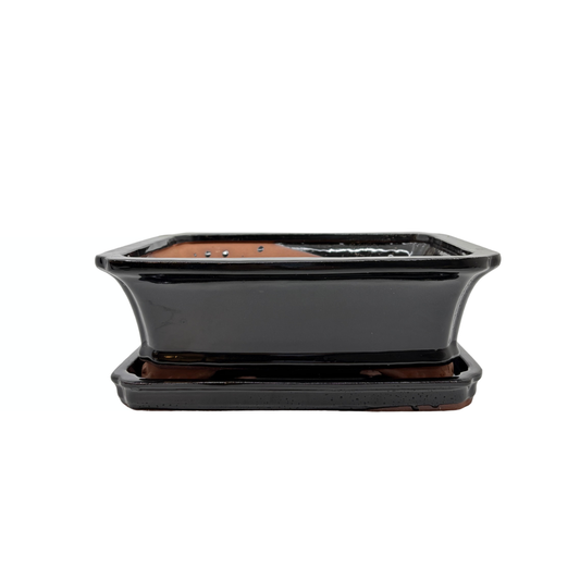 Bonsai pot black rectangle 27cm - set